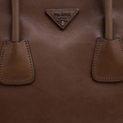 Pre Owned Prada Brown Leather Twin Pocket Double Handle Tote