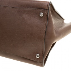 Pre Owned Prada Brown Leather Twin Pocket Double Handle Tote