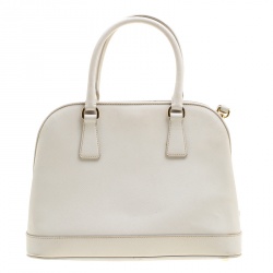 Pre Owned Prada Off  White Saffiano Lux Leather Promenade Tote