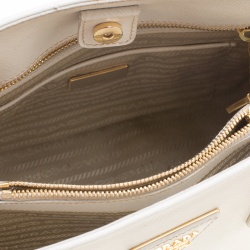 Pre Owned Prada Off  White Saffiano Lux Leather Promenade Tote
