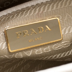 Pre Owned Prada Off  White Saffiano Lux Leather Promenade Tote