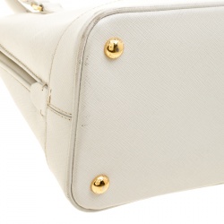 Pre Owned Prada Off  White Saffiano Lux Leather Promenade Tote
