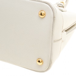 Pre Owned Prada Off  White Saffiano Lux Leather Promenade Tote