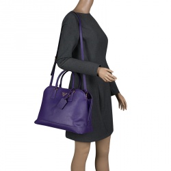 Pre Owned Prada Purple Saffiano Lux Leather Open Promenade Tote