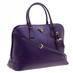 Pre Owned Prada Purple Saffiano Lux Leather Open Promenade Tote