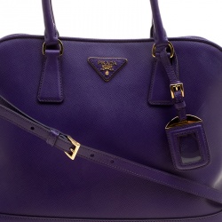 Pre Owned Prada Purple Saffiano Lux Leather Open Promenade Tote