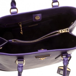 Pre Owned Prada Purple Saffiano Lux Leather Open Promenade Tote