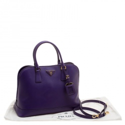 Pre Owned Prada Purple Saffiano Lux Leather Open Promenade Tote