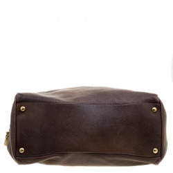 Pre Owned Prada Antique Brown Cervo Deerskin Leather Tote