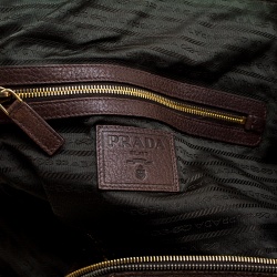 Pre Owned Prada Antique Brown Cervo Deerskin Leather Tote