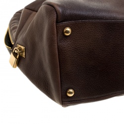 Pre Owned Prada Antique Brown Cervo Deerskin Leather Tote