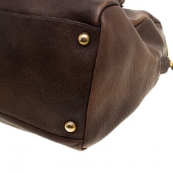 Pre Owned Prada Antique Brown Cervo Deerskin Leather Tote