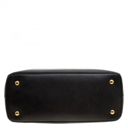 Pre Owned Prada Black Saffiano Lux Leather Medium Double Zip Tote