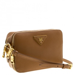 Pre Owned Prada Caramel Saffiano Lux Leather Crossbody Bag
