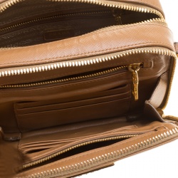 Pre Owned Prada Caramel Saffiano Lux Leather Crossbody Bag