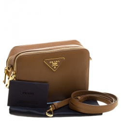 Pre Owned Prada Caramel Saffiano Lux Leather Crossbody Bag