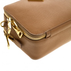 Pre Owned Prada Caramel Saffiano Lux Leather Crossbody Bag