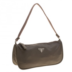 Pre Owned Prada Khaki Tessuto Nylon Pochette