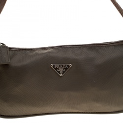 Pre Owned Prada Khaki Tessuto Nylon Pochette