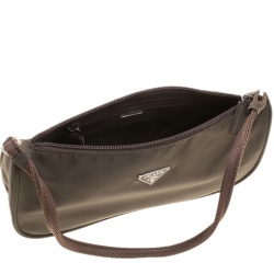 Pre Owned Prada Khaki Tessuto Nylon Pochette