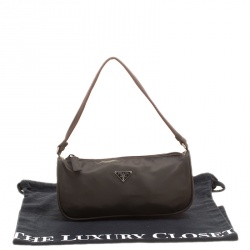 Pre Owned Prada Khaki Tessuto Nylon Pochette