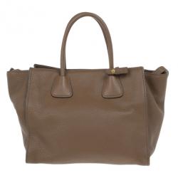 مملوكة مسبقًا Prada Brown Palissandro Vitello Daino Leather Top Handle Bag