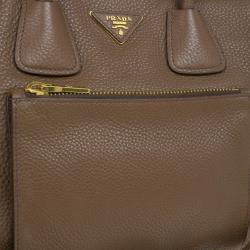 مملوكة مسبقًا Prada Brown Palissandro Vitello Daino Leather Top Handle Bag