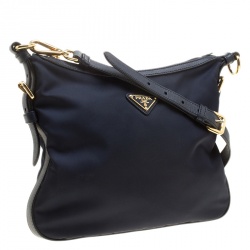 Pre Owned Prada Navy Blue Tessuto Nylon and Leather Crossbody Bag