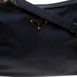Pre Owned Prada Navy Blue Tessuto Nylon and Leather Crossbody Bag