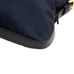 Pre Owned Prada Navy Blue Tessuto Nylon and Leather Crossbody Bag