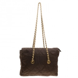 Pre Owned Prada Dark Olive Green Nylon Shoulder Bag