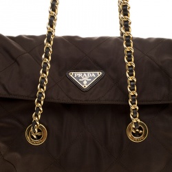 Pre Owned Prada Dark Olive Green Nylon Shoulder Bag