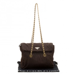 Pre Owned Prada Dark Olive Green Nylon Shoulder Bag