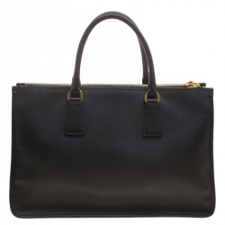 Pre Owned Prada Black Saffiano Lux Leather Frame Top Handle Bag