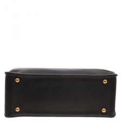 Pre Owned Prada Black Saffiano Lux Leather Frame Top Handle Bag