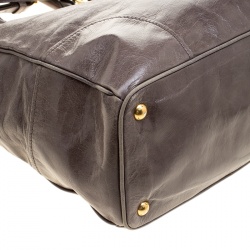 Pre Owned Prada Grey Vitello Shine Leather Tote