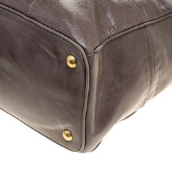 Pre Owned Prada Grey Vitello Shine Leather Tote