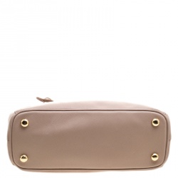 Pre Owned Prada Beige Saffiano Lux Leather Mini Double Zip Tote