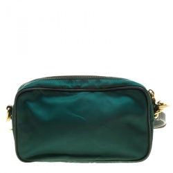 Pre Owned Prada Green Tessuto Saffiano Camera Shoulder Bag