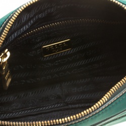 Pre Owned Prada Green Tessuto Saffiano Camera Shoulder Bag