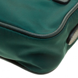 Pre Owned Prada Green Tessuto Saffiano Camera Shoulder Bag