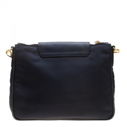 Pre Owned Prada Dark Blue Tessuto Saffiano Crossbody Bag