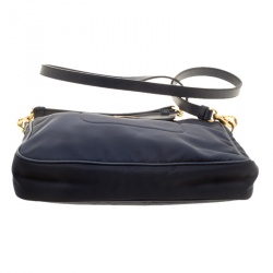 Pre Owned Prada Dark Blue Tessuto Saffiano Crossbody Bag
