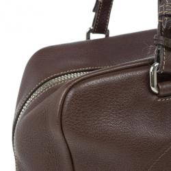 Pre Owned Prada Maroon Deerskin Logo Top Handle Bag