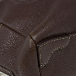 Pre Owned Prada Maroon Deerskin Logo Top Handle Bag