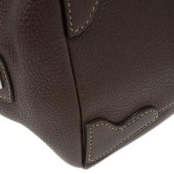 Pre Owned Prada Maroon Deerskin Logo Top Handle Bag