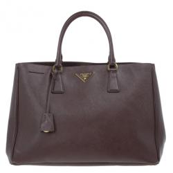 Pre Owned Prada Burgundy Saffiano Lux Tote