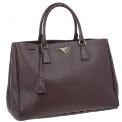 Pre Owned Prada Burgundy Saffiano Lux Tote