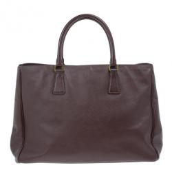 Pre Owned Prada Burgundy Saffiano Lux Tote