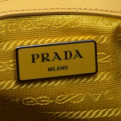 Pre Owned Prada Yellow Saffiano Leather Bauletto Satchel
